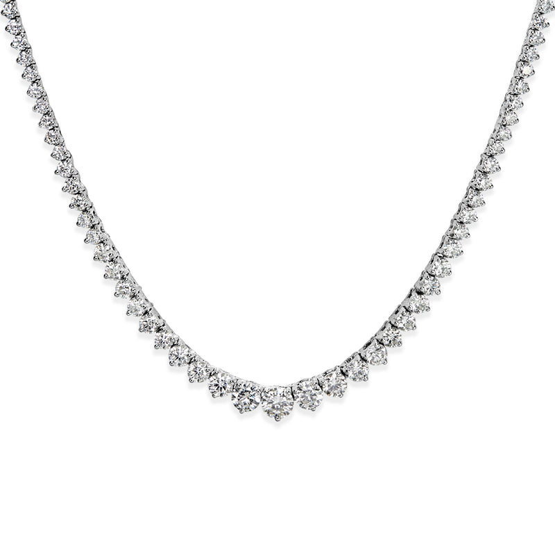 8.57ct Round Brilliant Cut Diamond Tennis Necklace in 14k White Gold at 16.5'