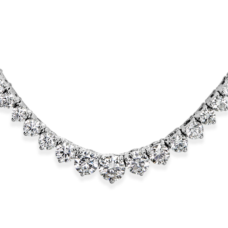 8.57ct Round Brilliant Cut Diamond Graduated Tennis Necklace in 14k White Gold