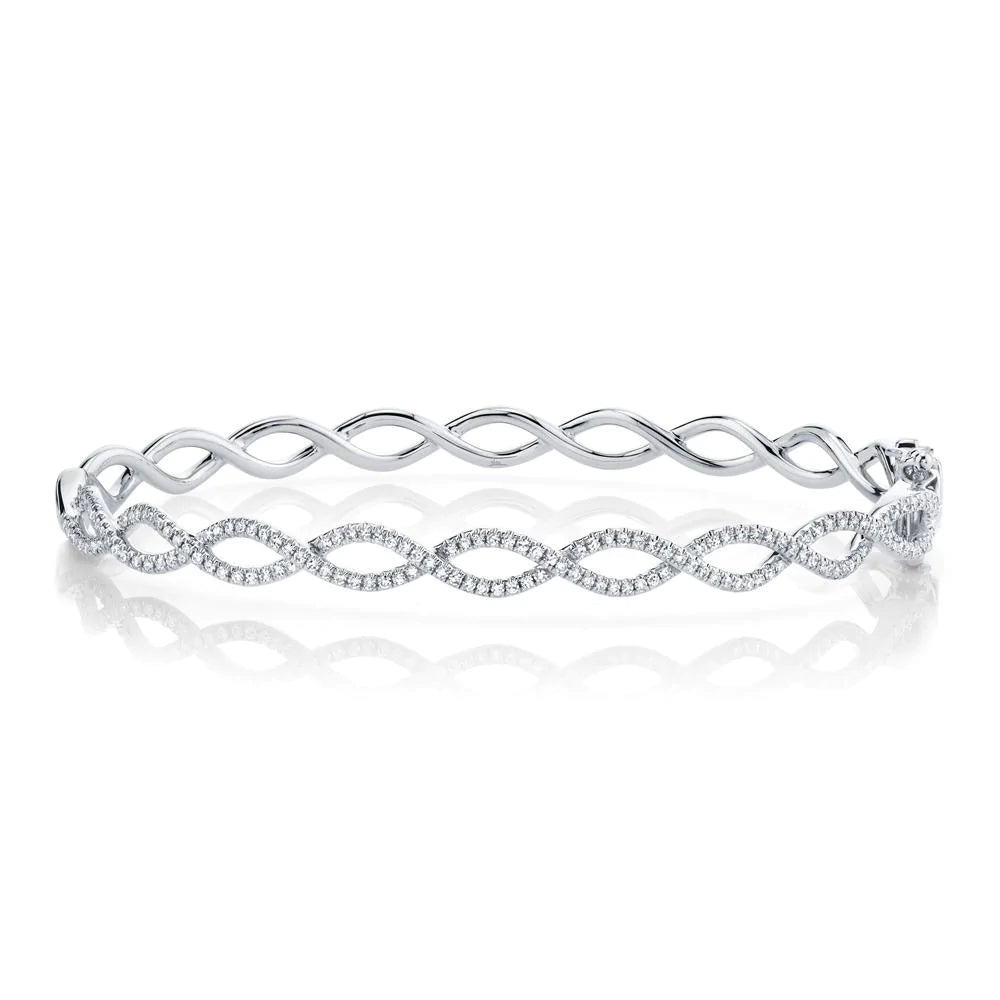 0.46ct Round Cut Diamond Twist Bracelet in 14k White Gold