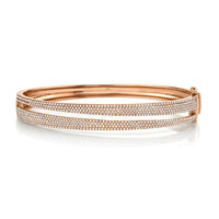 1.39ct Round Brilliant Cut Diamond Split Bangle in 14k Rose Gold