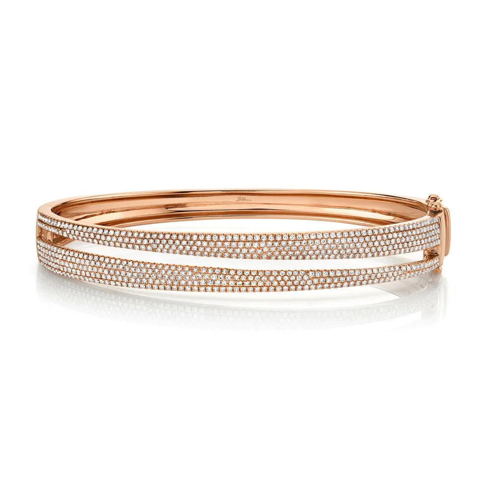 1.39ct Round Brilliant Cut Diamond Split Bangle in 14k Rose Gold