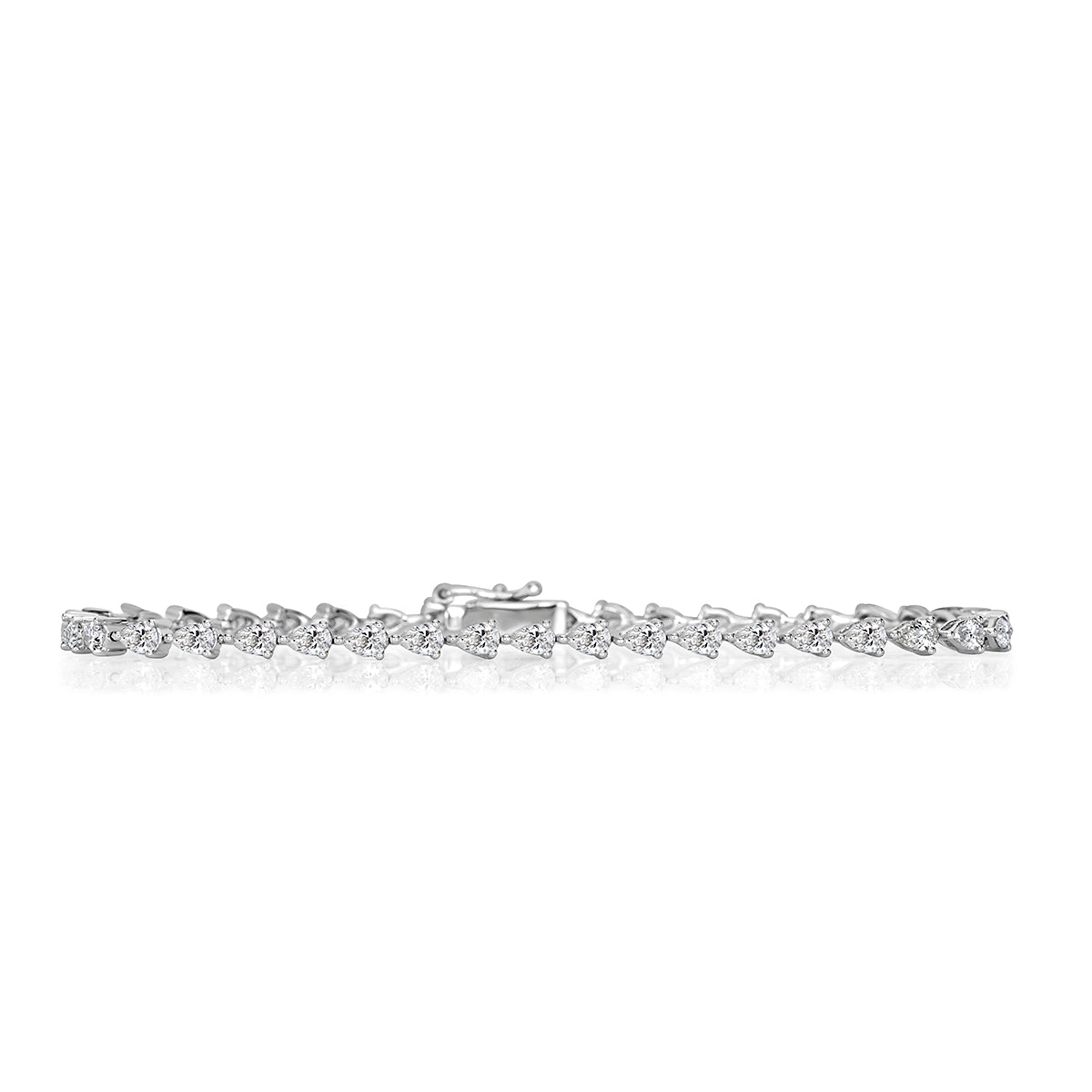 3.29ct Pear Shape Diamond Tennis Bracelet in 18k White Gold