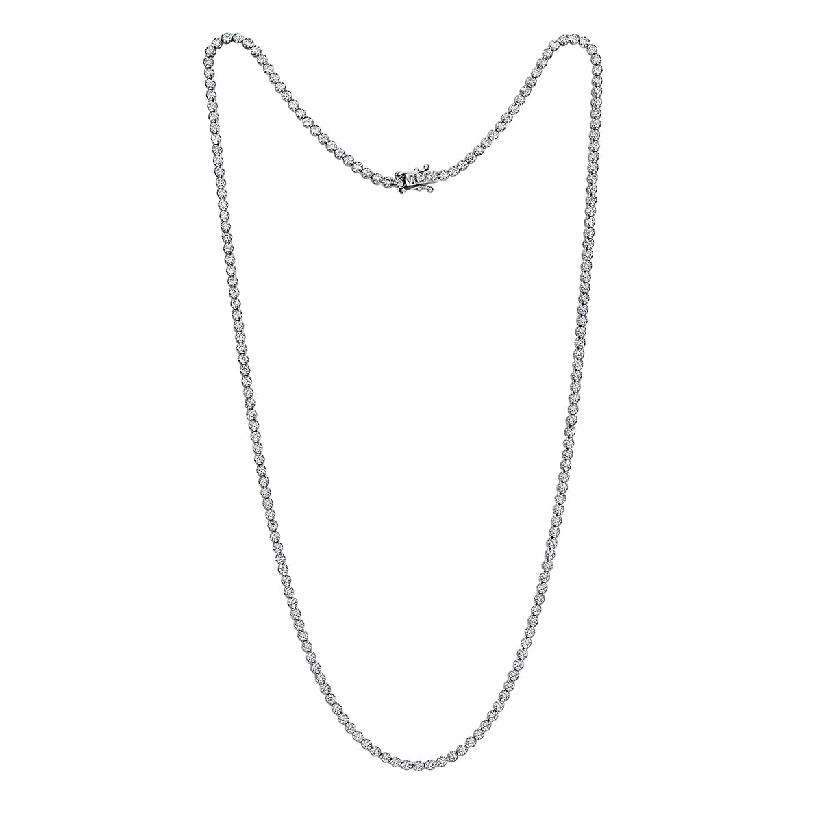 3.39ct Round Brilliant Cut Diamond tennis Necklace in 14K White Gold at 17'