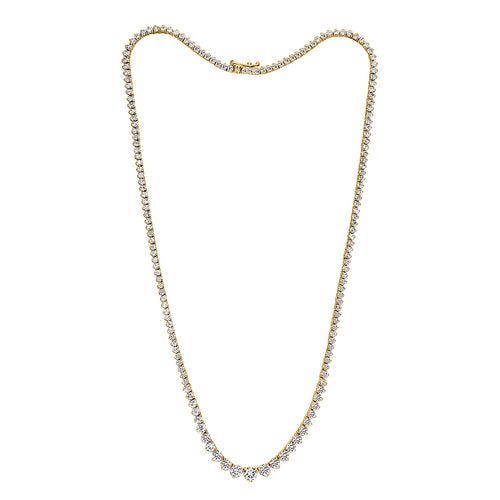 8.67ct Round Brilliant Cut Diamond Tennis Necklace in 14K Yellow Gold at 16.5'