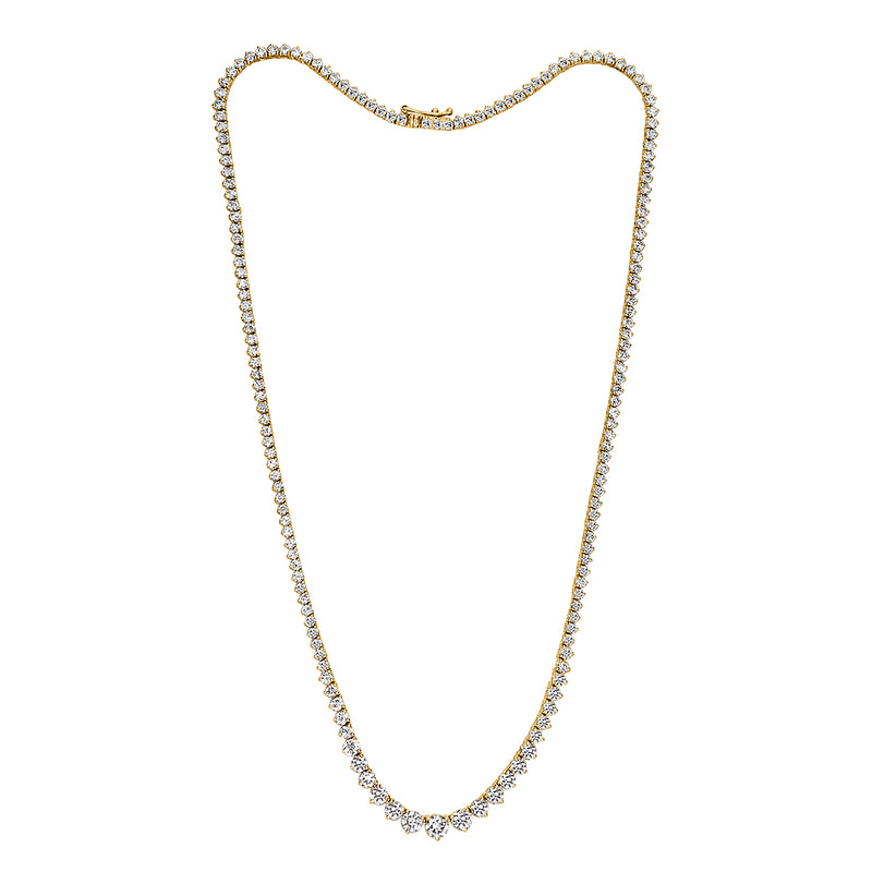 8.67ct Round Brilliant Cut Diamond Tennis Necklace in 14K Yellow Gold at 16.5'