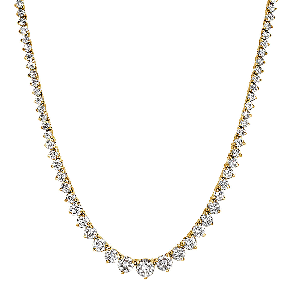 9.03ct Round Brilliant Cut Graduated Diamond Tennis Necklace in 14K Yellow Gold