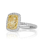 4.22ct Fancy Light Yellow Cushion Cut Diamond Engagement Ring