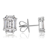 1.30ct Emerald Cut Mosaic Diamond Stud Earrings in 18K White Gold