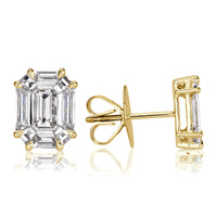 1.30ct Emerald Cut Mosaic Diamond Stud Earrings in 18K Yellow Gold