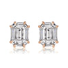 1.30ct Emerald Cut Mosaic Diamond Stud Earrings in 18K Rose Gold
