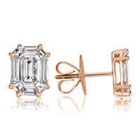 1.30ct Emerald Cut Mosaic Diamond Stud Earrings in 18K Rose Gold