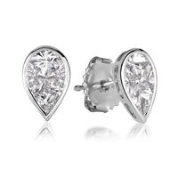 0.86ct Pear Shaped Diamond Mosaic Stud Earrings in 18K White Gold