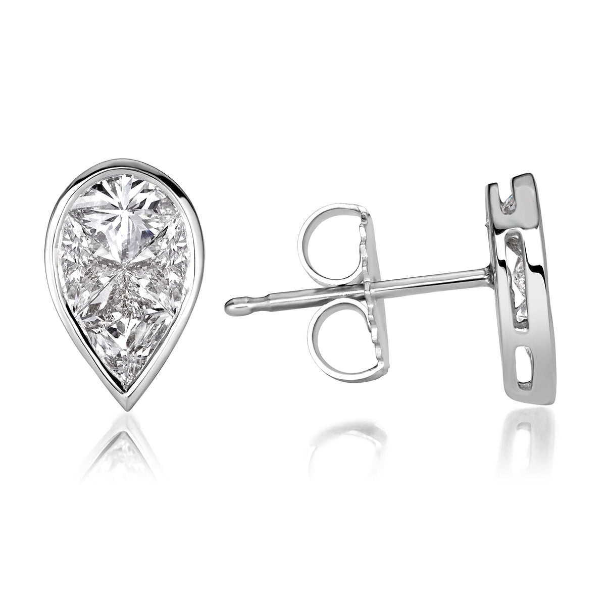 0.86ct Pear Shaped Diamond Mosaic Stud Earrings in 18K White Gold