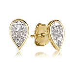 0.86ct Pear Shaped Diamond Mosaic Stud Earrings in 18K Yellow Gold