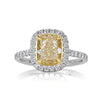 2.58ct Fancy Light Yellow Cushion Cut Diamond Engagement Ring
