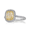 2.58ct Fancy Light Yellow Cushion Cut Diamond Engagement Ring
