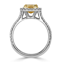2.58ct Fancy Light Yellow Cushion Cut Diamond Engagement Ring