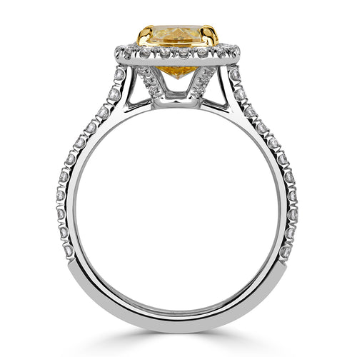 2.58ct Fancy Light Yellow Cushion Cut Diamond Engagement Ring