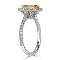 2.58ct Fancy Light Yellow Cushion Cut Diamond Engagement Ring