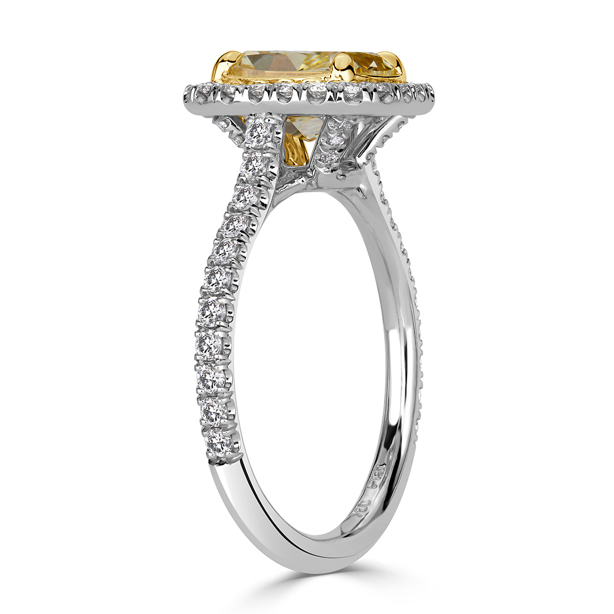 2.58ct Fancy Light Yellow Cushion Cut Diamond Engagement Ring