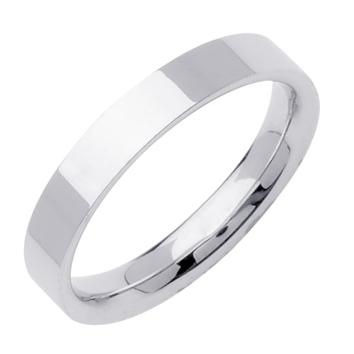 Comfort Fit Top Flat Mens Wedding Band in 14K White Gold 6.0mm