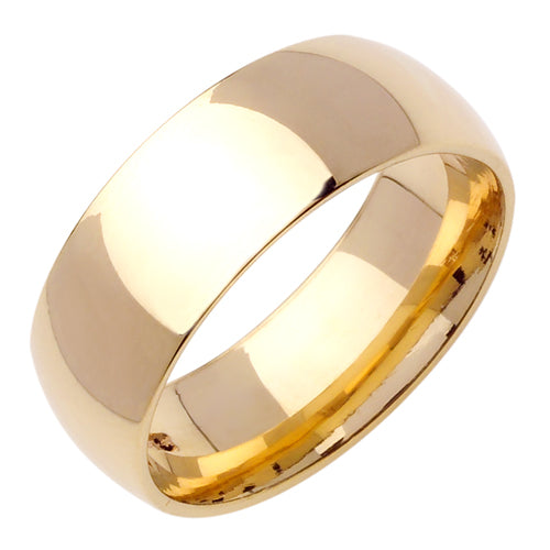 Men's Handmade Plain Wedding Band in 14k Yellow Gold 8mm